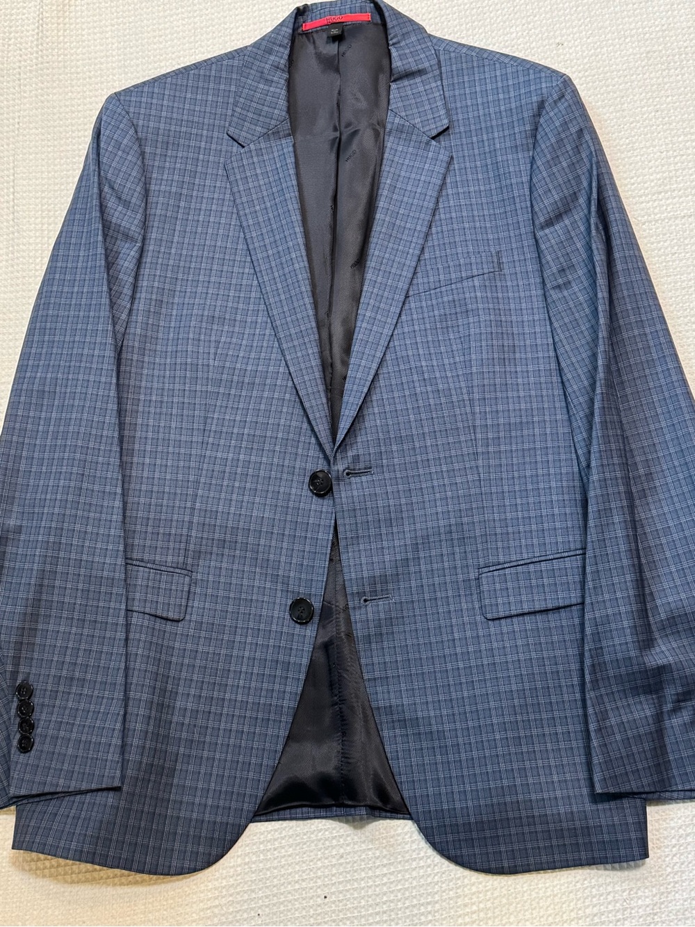 Hugo Boss Men's Blue Checked Two-Button Blazer